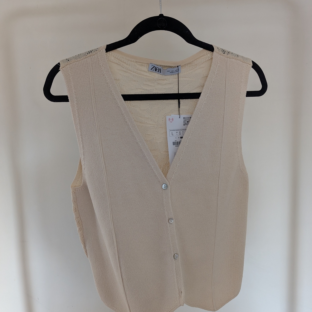 Zara Cream Sleeveless Women's Top